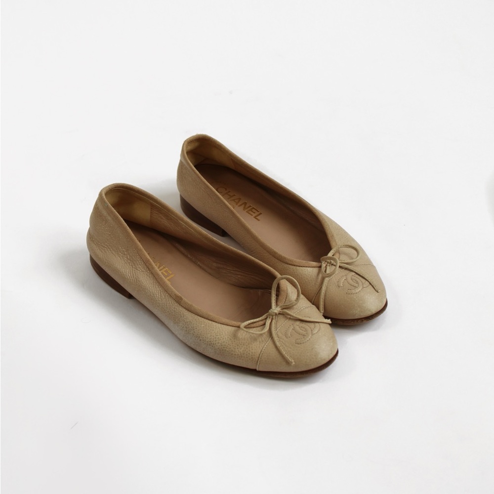 Chanel Leather CC Ballet Flats